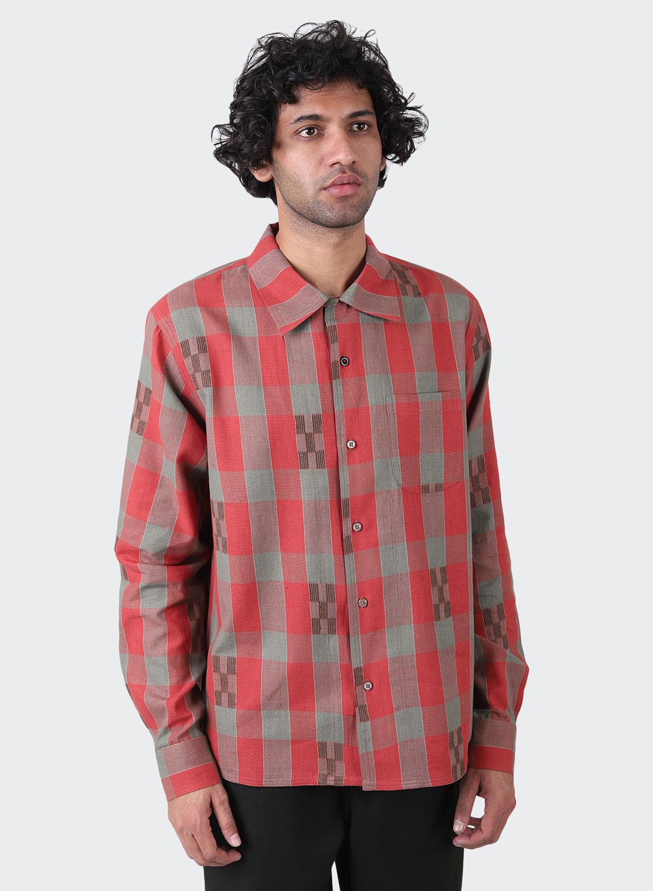 Chintan Tiger Block Print Shirt - Black/Red